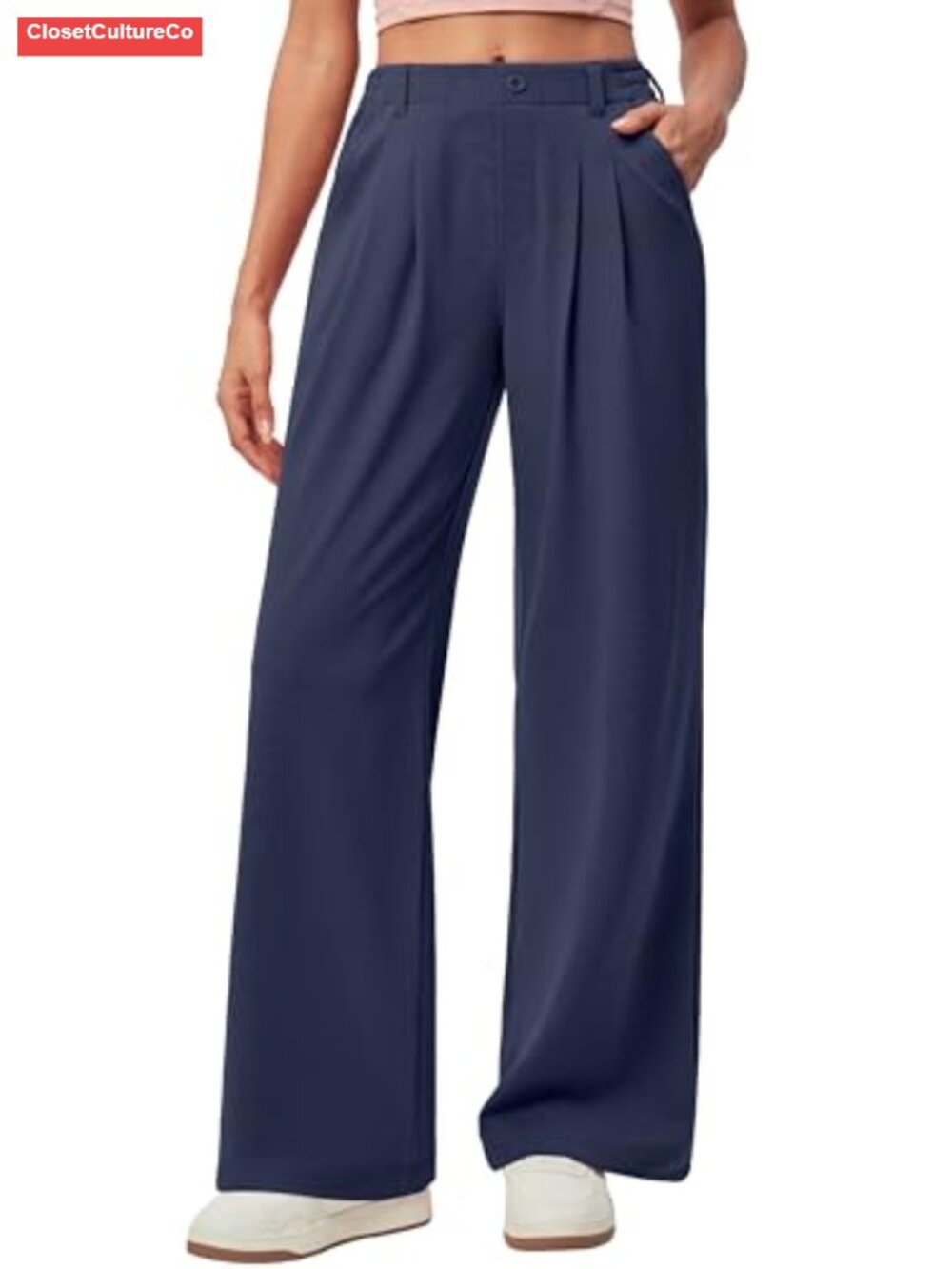 Wide Leg Dress Pants Waffle Knit Pull On Work Pants Business Casual